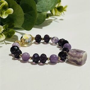 Elegant Amethyst and Gold Beaded Bracelet
